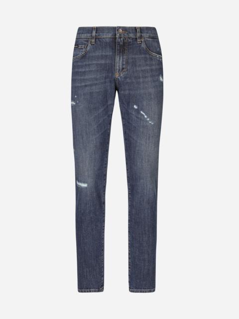 Dolce & Gabbana Slim-fit stretch blue denim jeans