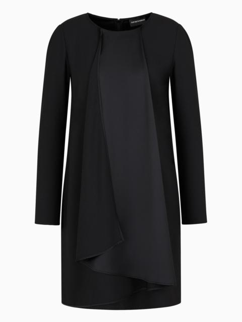 EMPORIO ARMANI Satin crêpe tunic dress with oversized ruffle