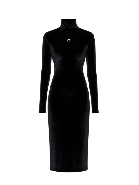 Marine Serre MOON LOGO VELVET FLEECE LONG DRESS