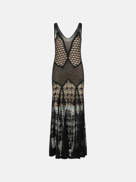Blumarine LONG DRESS IN BLACK WORKED COTTON