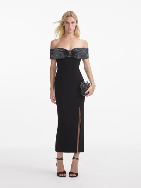 self-portrait Black Crepe Bow Midi Dress