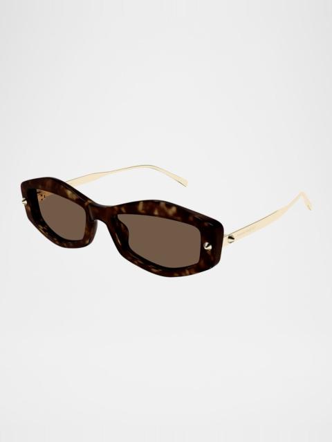Alexander McQueen Two-Tone Rectangle Acetate Sunglasses