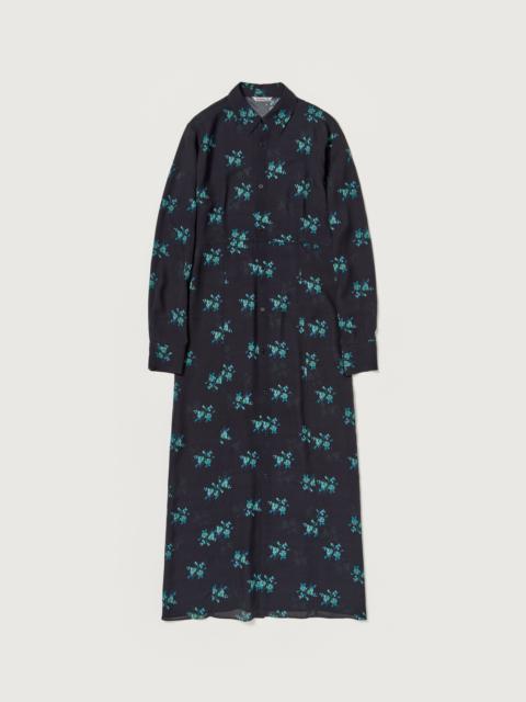 AURALEE PRINTED AIRY SILK GEORGETTE DRESS
