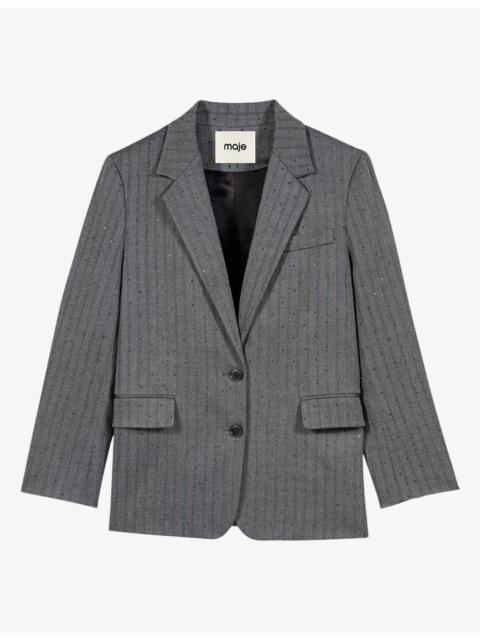 maje Tailored Single-Breasted Stretch-Woven Blazer
