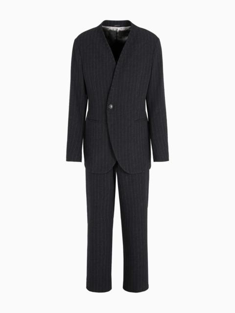 GIORGIO ARMANI Upton Line single-breasted suit in pinstriped jacquard virgin wool