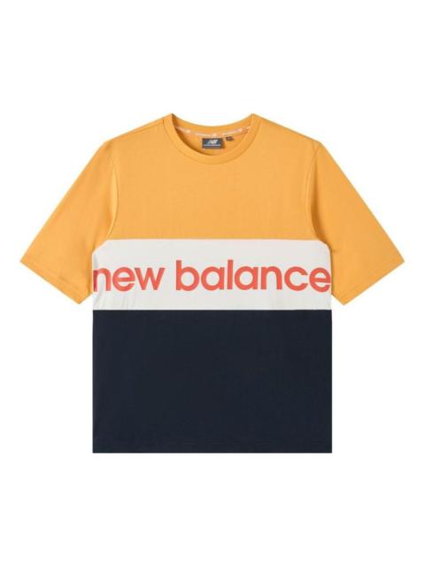 New Balance Logo Printed Colorblock Tee 'Orange White Black' NE92S023-YW