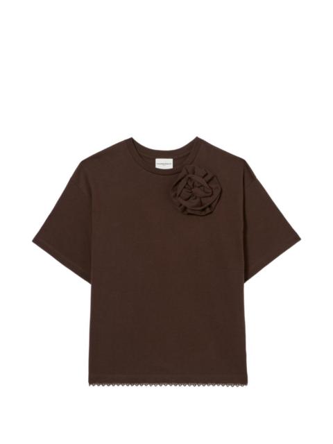 Claudie Pierlot flower-appliqué lace-trim T-shirt