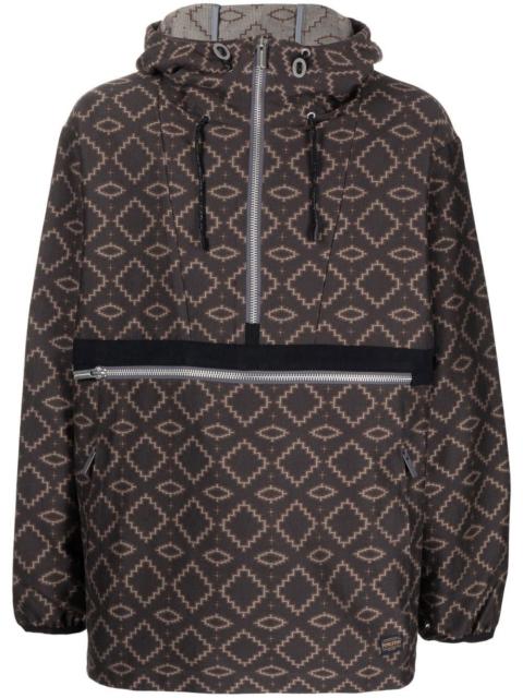 geometric pattern half-zipped jacket