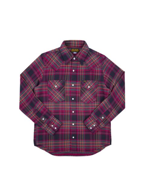 Iron Heart IHSH-403-GRY 11oz Ultra Heavy Flannel Line Check Western Shirt Grey