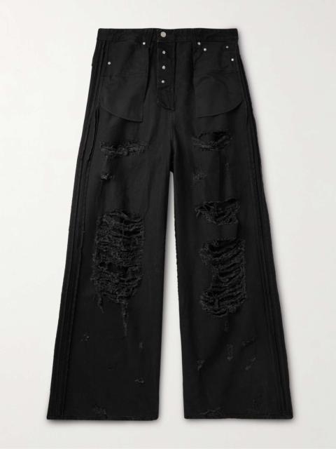 VETEMENTS Inside-Out Wide-Leg Distressed Jeans