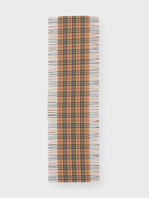 Burberry Vintage Check Fringe Cashmere Scarf