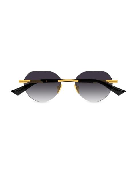 Bottega Veneta Men's Glasant 51MM Round Sunglasses - Black Gold Black