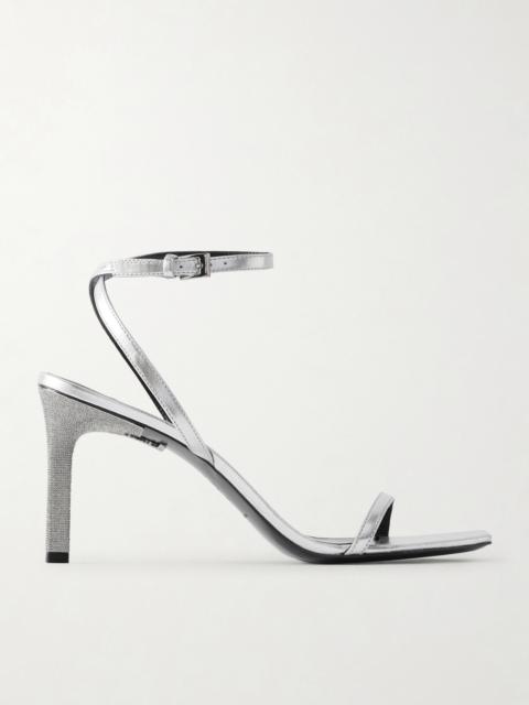 TORY BURCH Crystal-embellished Metallic Leather Sandals