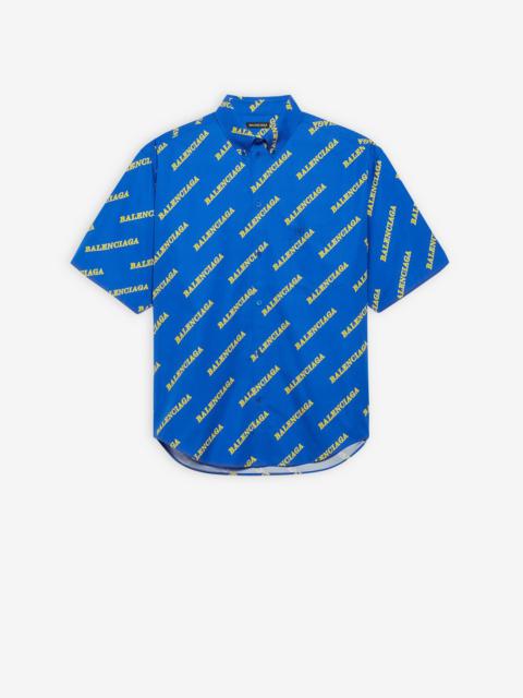 BALENCIAGA Allover Sporty Logo Large Fit Short Sleeve Shirt
