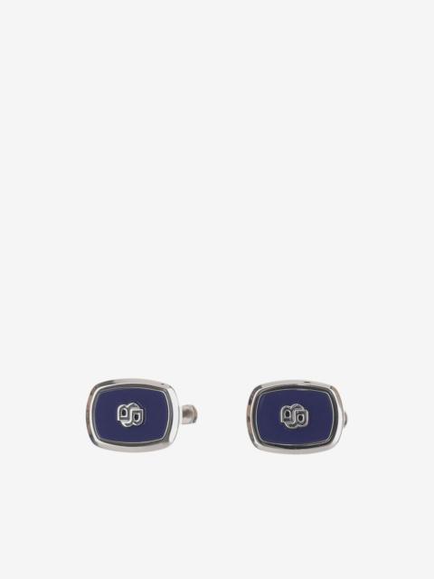 BOSS enamel-insert cufflinks with double-B monogram