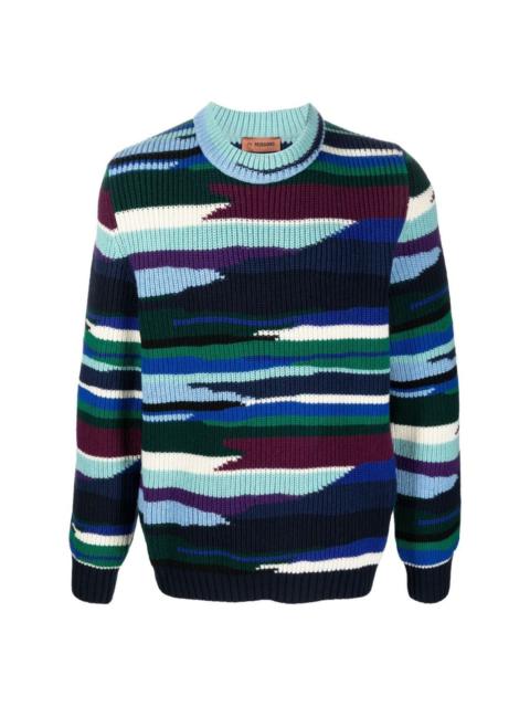 abstract-pattern ribbed-knit jumper
