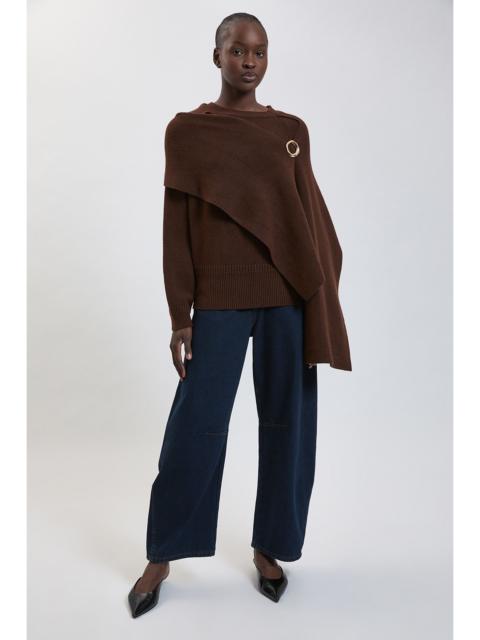 KAREN MILLEN Knitted Caped Top With Broach Detail