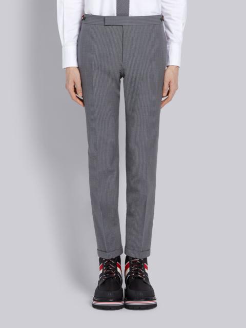Thom Browne Light Grey Wool Seersucker Low-Rise Trouser