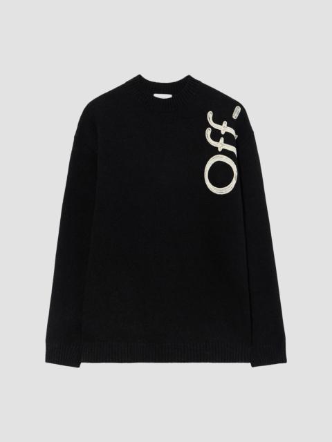 Off-White Men's Vertical Bookish Knit Crewneck Sweater - Black