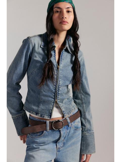 FREE PEOPLE We The Free Sammy Denim Zip-Up Top