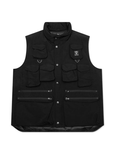 South2 West8 MULTI-POCKET ZIPPED DOWN VEST - BLACK