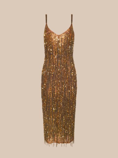 L'AGENCE Noella Sequin Fringe Dress