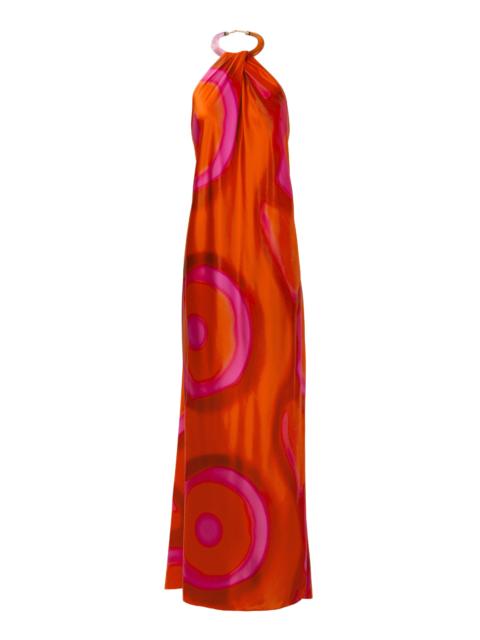 SILVIA TCHERASSI Jesse Satin Halter Maxi Dress pink