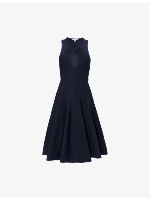 Alaïa Cross-Over Knitted Silk-Blend Midi Dress