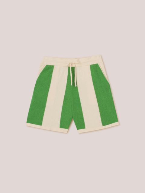 Nanushka BRENT - Terry-knit drawstring shorts - Stripe creme / green