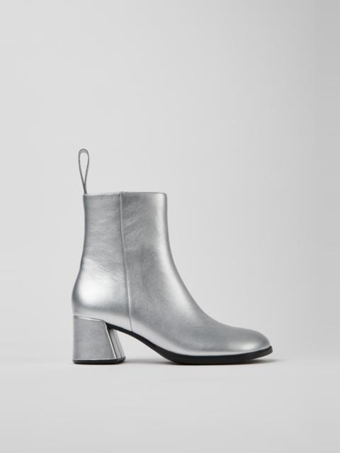 CAMPER Kora Gray Leather Ankle Boots for Women.