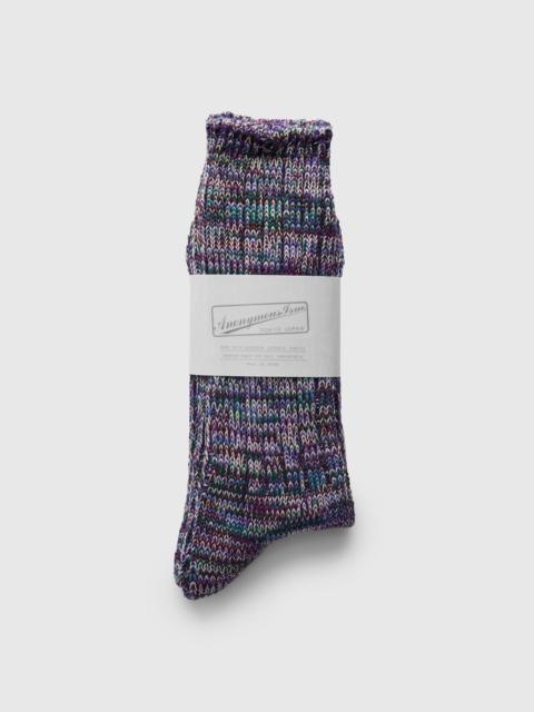 ANONYMOUSISM Melange Crew Sock in Poison