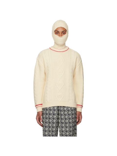 Marine Serre Beige Crewneck Sweater