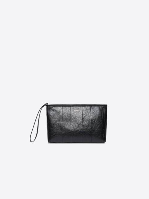 BALENCIAGA Barbes Large Zip Pouch With Handle in Black