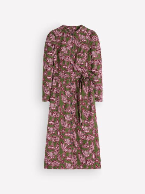 BODEN Louise Midi Shirt Dress-Forest Green, Tickled Meadows