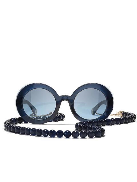 CH5489 round-frame chain acetate sunglasses