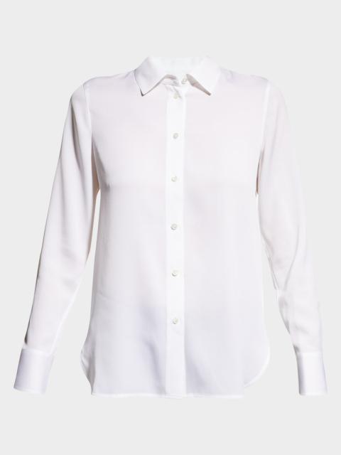 Vince Slim-Fit Long-Sleeve Stretch-Silk Blouse