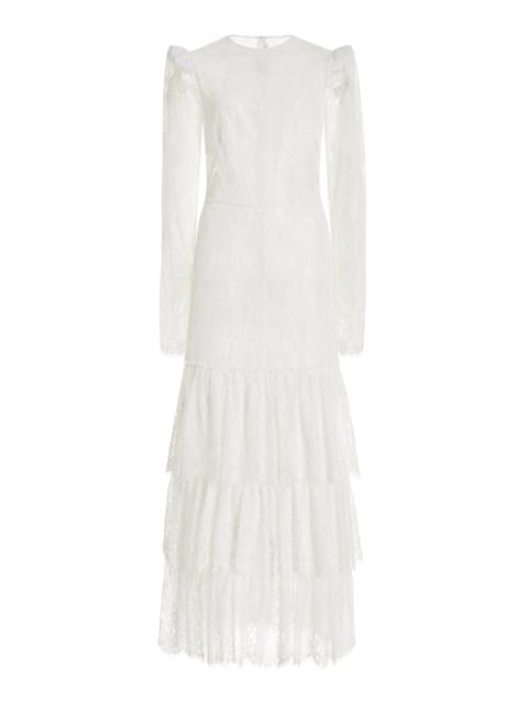 THE VAMPIRE’S WIFE The Earl Tiered Lace Maxi Dress white