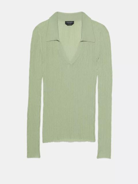 kate spade Sheer Long Sleeve Ribbed Polo