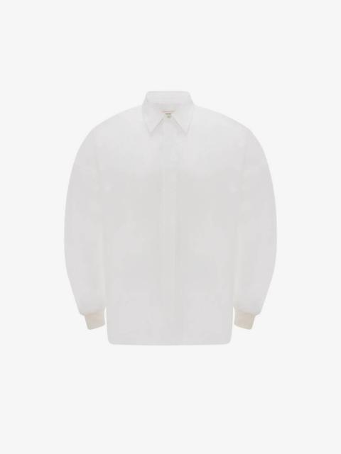 Men's Dropped Shoulder Poplin Shirt in White