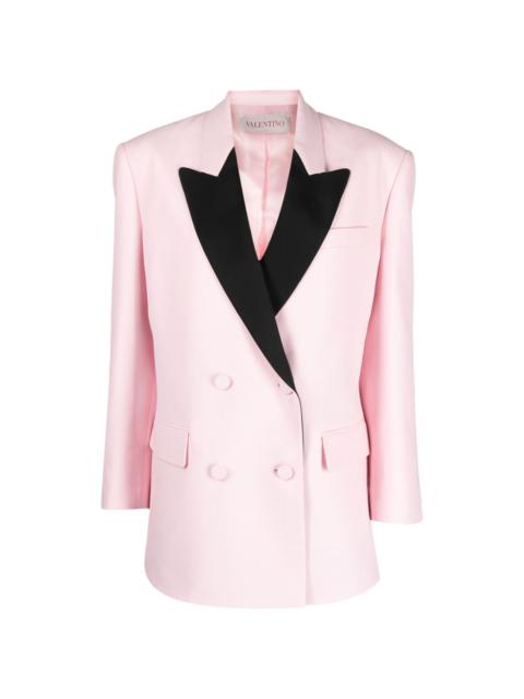 double-breasted contrast-lapel blazer