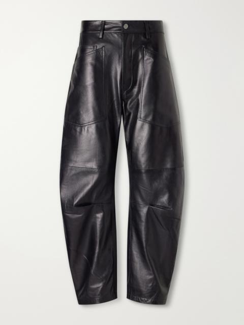 NILI LOTAN Shon Leather Barrel-leg Pants