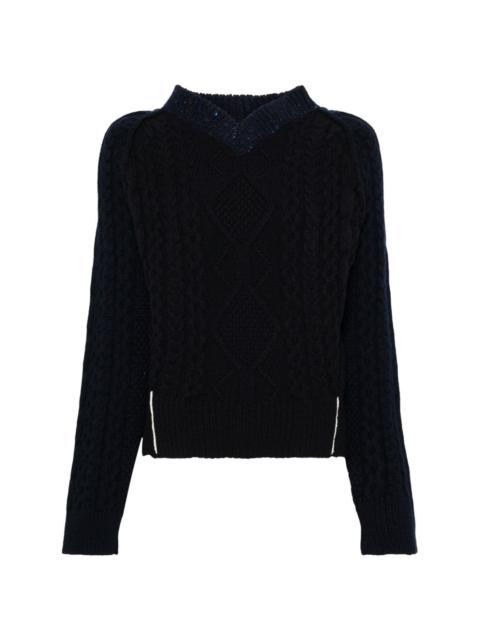 Victoria Beckham V-neck cable-knit jumper
