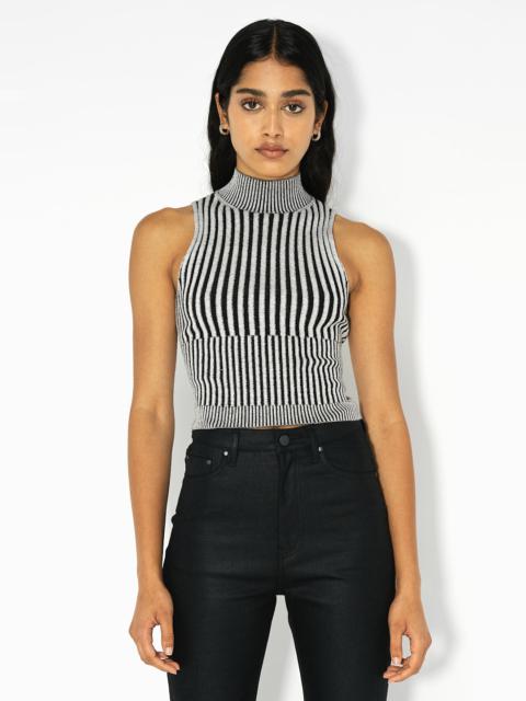 SILK COTTON RIB MOCK NECK TOP