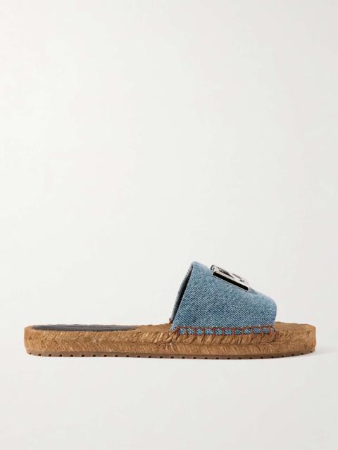 Dolce & Gabbana Embellished denim espadrille slides