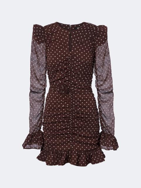 ROTATE Ruched polka-dot minidress