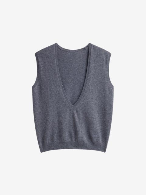 The Frankie Shop Lizan Deep V Neck Knit Vest - Dark Grey