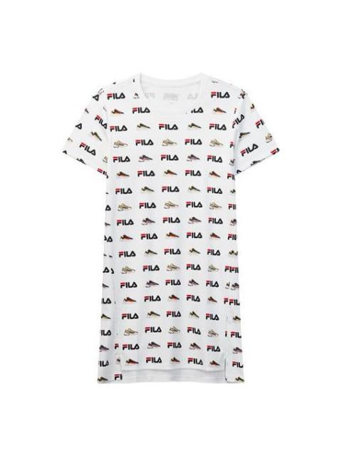 FILA (WMNS) FILA Sports Full Print Knit T-Shirt F11W028323F-WT