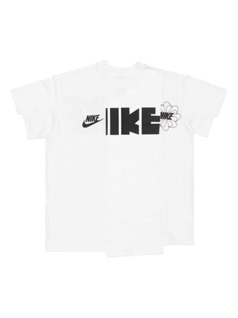 Nike (WMNS) Nike x Sacai Crossover Splicing Logo Short Sleeve White CD6311-100