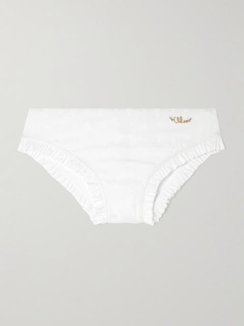 Chloé Embellished Ruffled Broderie Anglaise Bikini Briefs