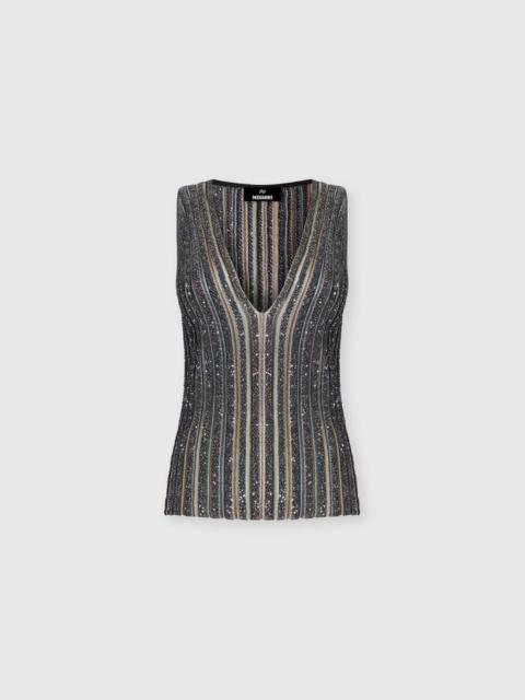 Missoni Ribbed top with sequins and V-neck